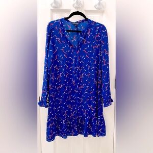 Banana Republic. Bright blue and red long sleeve shift dress Sz. S